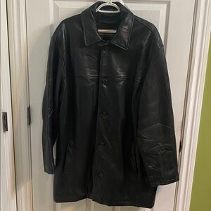 Andrew Marc New York Black Soft Leather Men's Jacket Size Large Quilted Lining